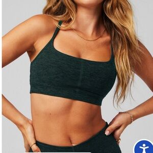 Fabletics Green Heather Strappy Sports Bra XS